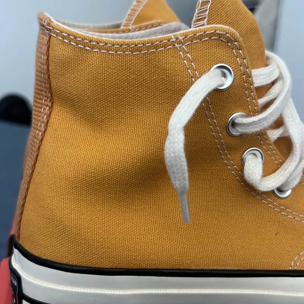 Converse High Top Sneakers in Mustard Yellow and White - Picture 3 of 3